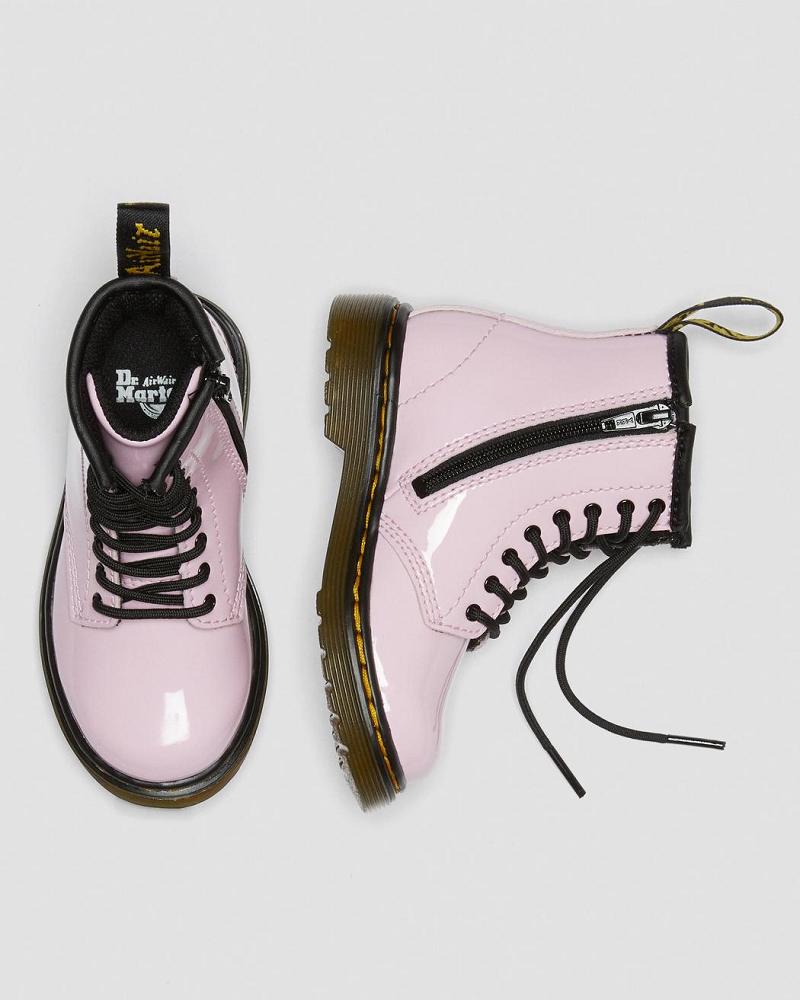 Pink Kids' Dr Martens Toddler 1460 Patent Leather Lace Up Boots | CA 701FDN